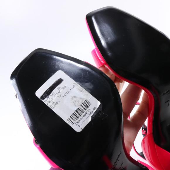 39 HH Vernice Fluo Neon Highlighter Pink Classic Heels Sandals D093 - Picture 5 of 12